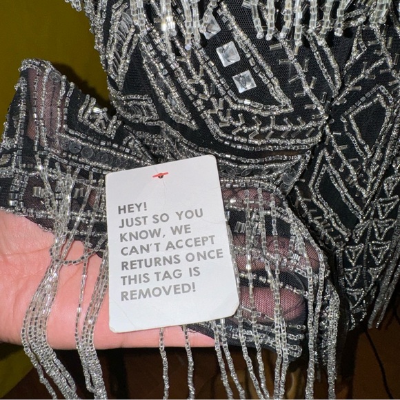 ASOS EDITION beaded fringe and sequin bodycon midi dress in black - Picture 15 of 15